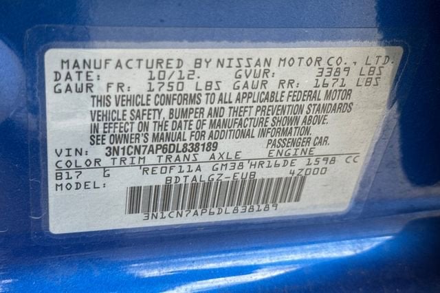 2013 Nissan Versa 4dr Sdn CVT 1.6 SL