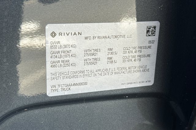 2022 RIVIAN R1T Adventure Package AWD