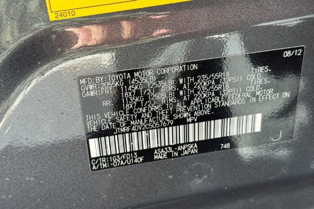 2012 Toyota RAV4 4WD 4dr I4 Sport (Natl)