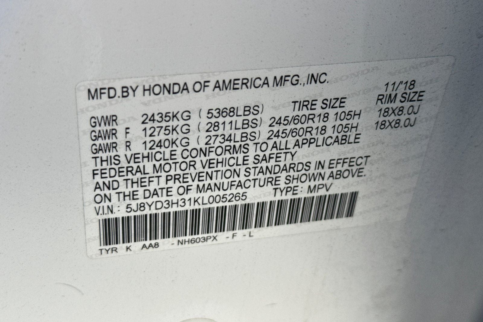 2019 Acura MDX 3.5L 3.5L