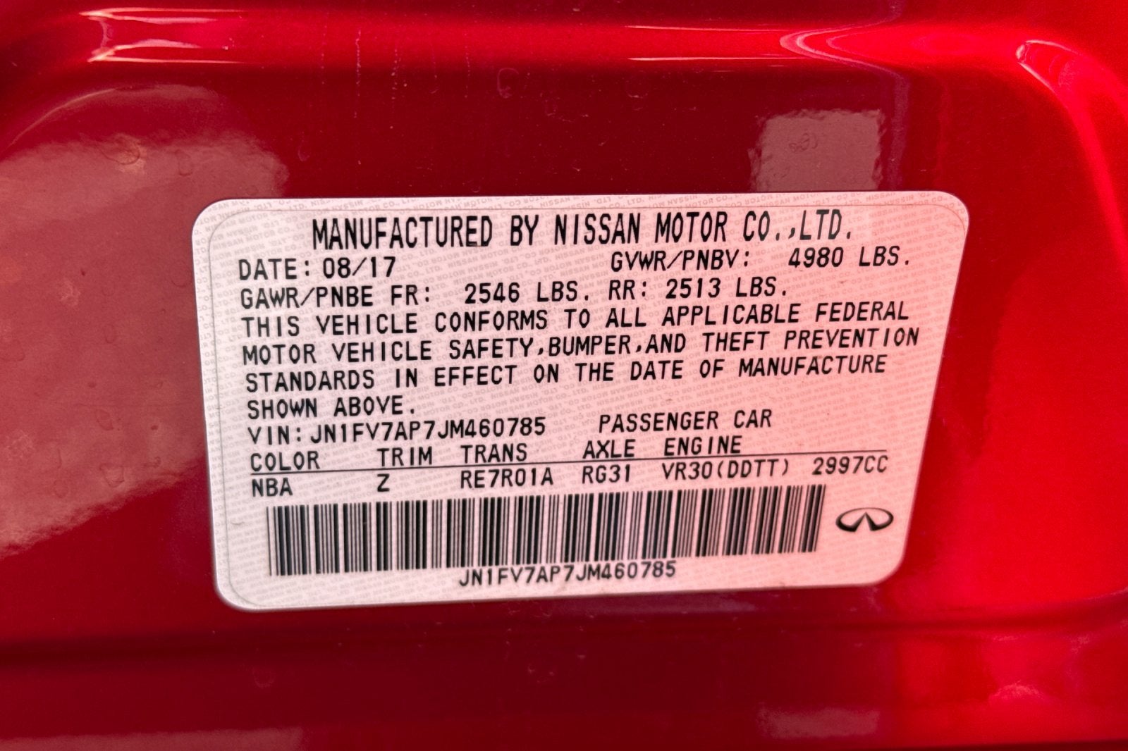 2018 INFINITI Q50 Red Sport 400