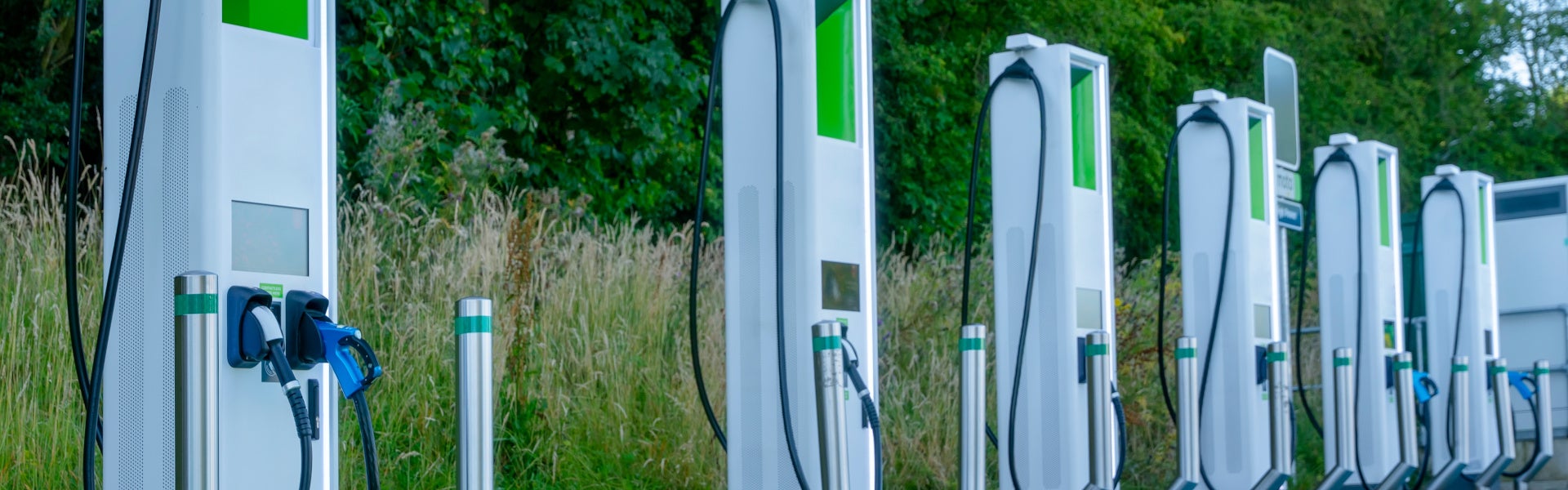 EV Chargers in a row
